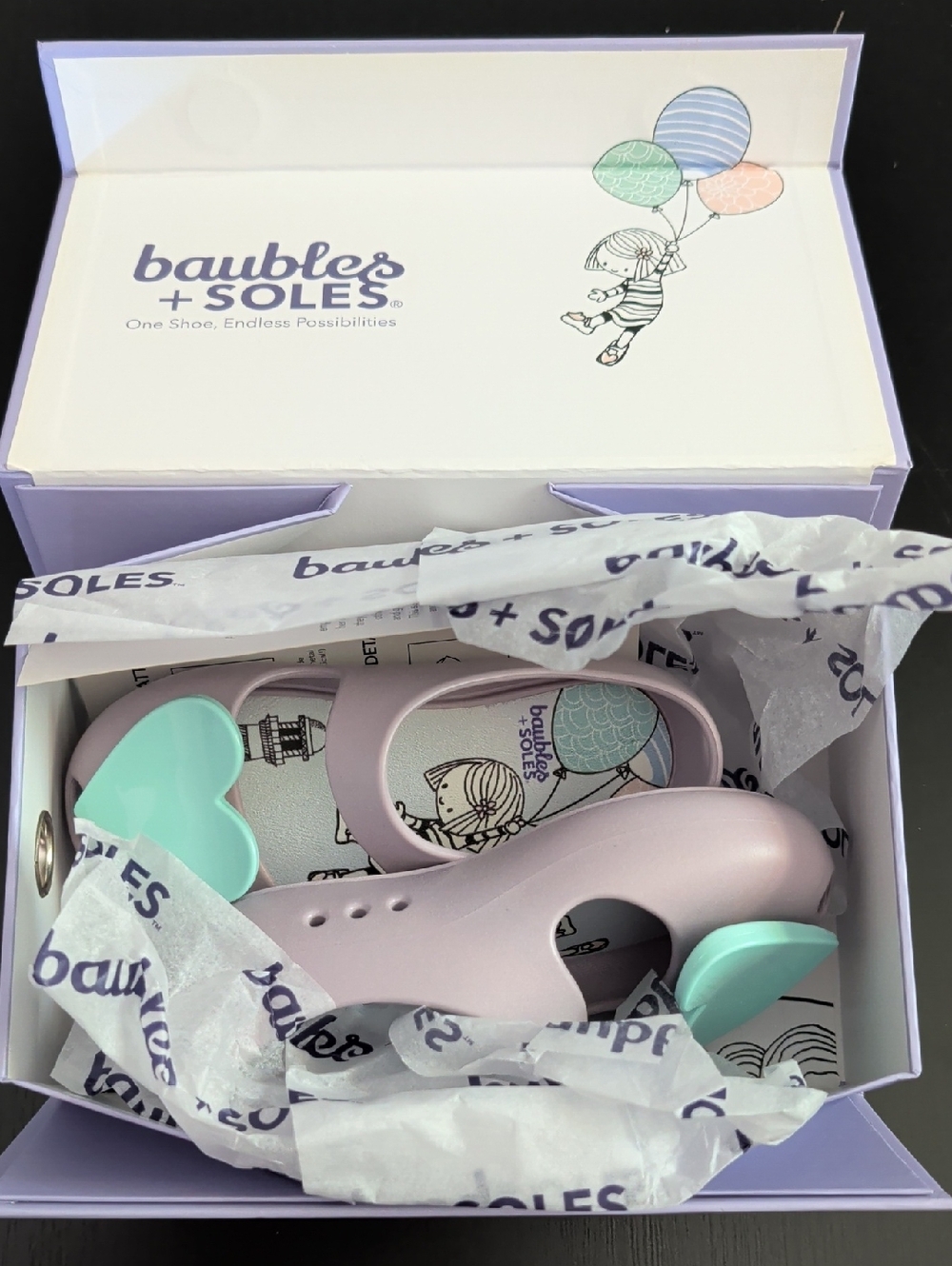 Baubles + Soles Baby Slip-On Shoes with Mint Heart Accents